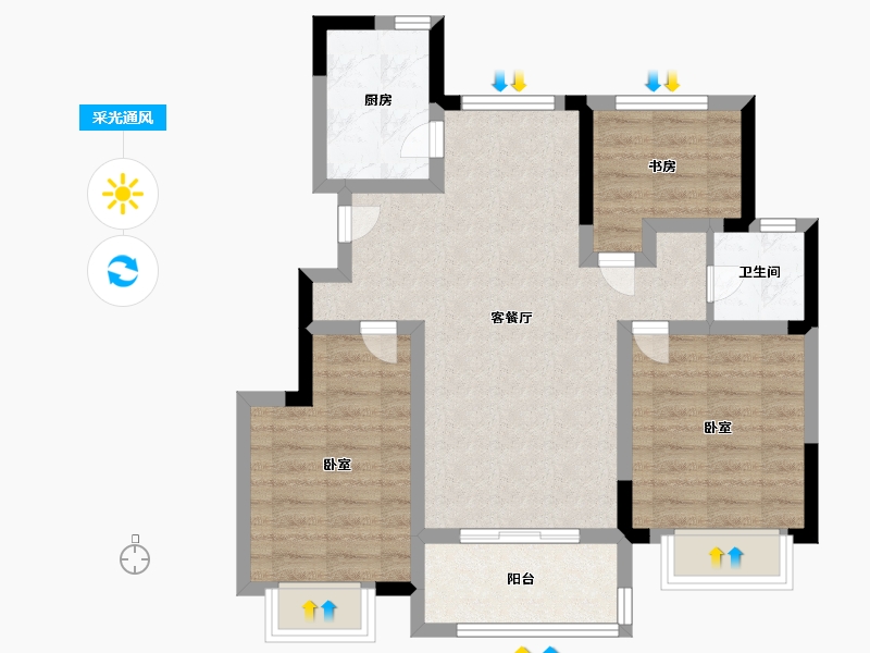 浙江省-宁波市-祥生光明金麟府-70.99-户型库-采光通风