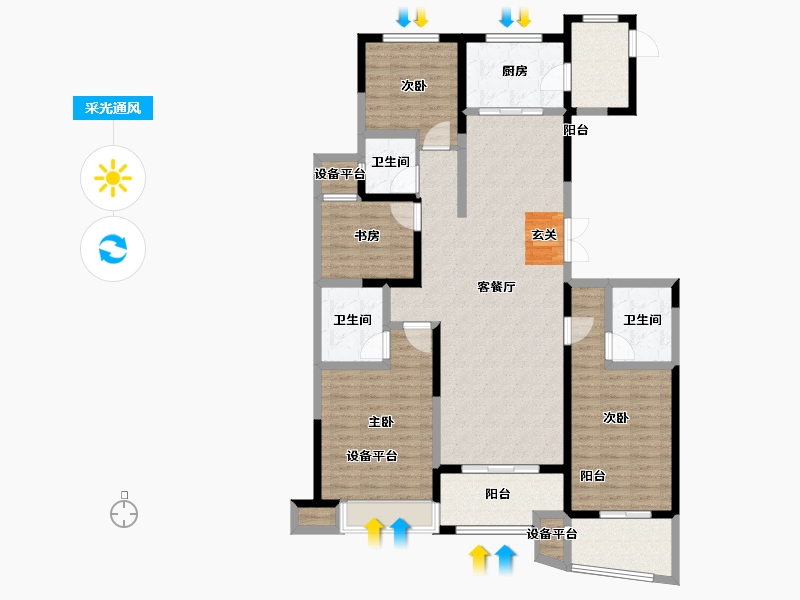 江苏省-常州市-万泰国际广场檀香湾-142.00-户型库-采光通风