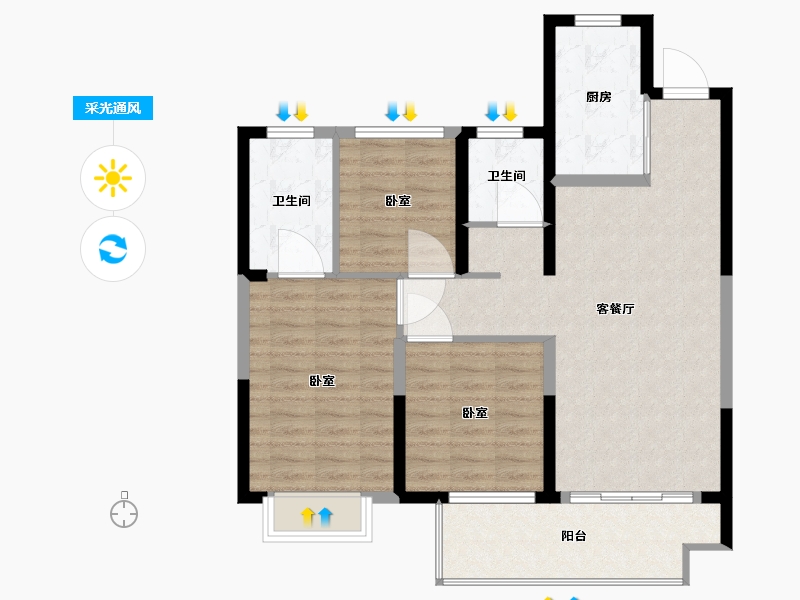 浙江省-宁波市-海泉湾-89.01-户型库-采光通风