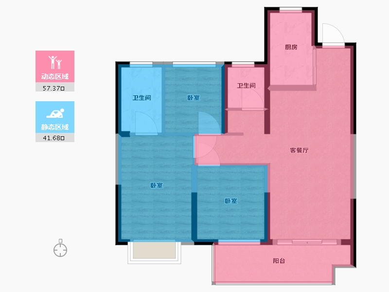 浙江省-宁波市-海泉湾-89.01-户型库-动静分区