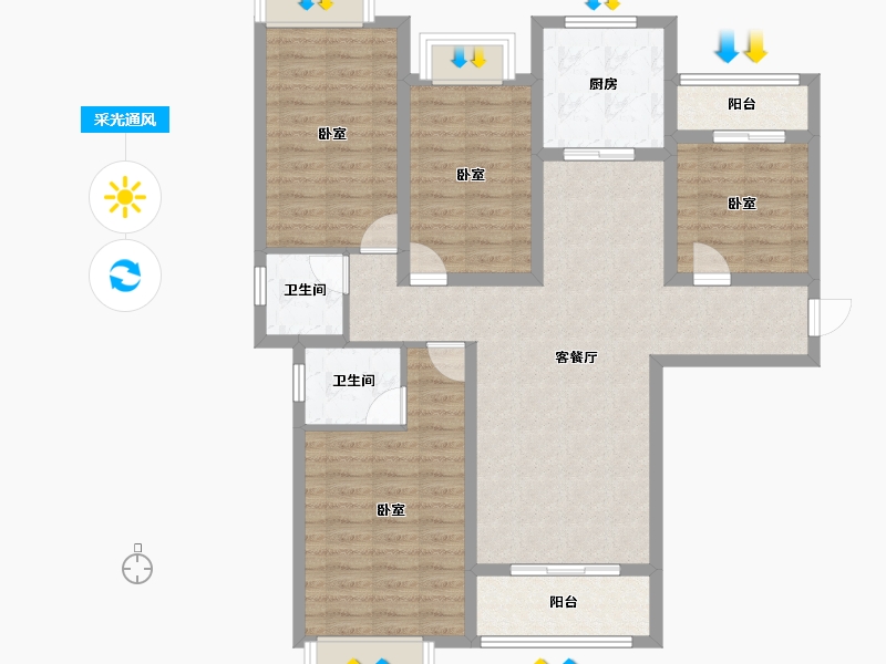 江西省-上饶市-翼天学府-105.98-户型库-采光通风