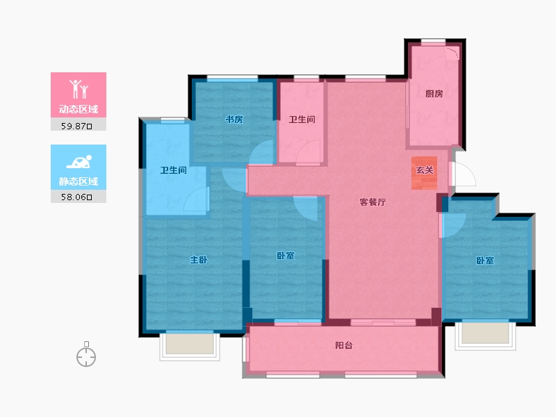 浙江省-宁波市-锦鸿观宸郡-105.79-户型库-动静分区