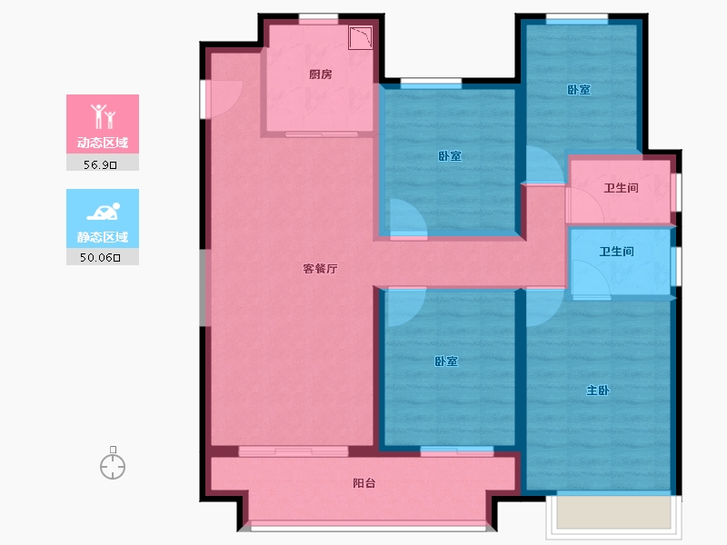 浙江省-宁波市-云都会府-95.00-户型库-动静分区