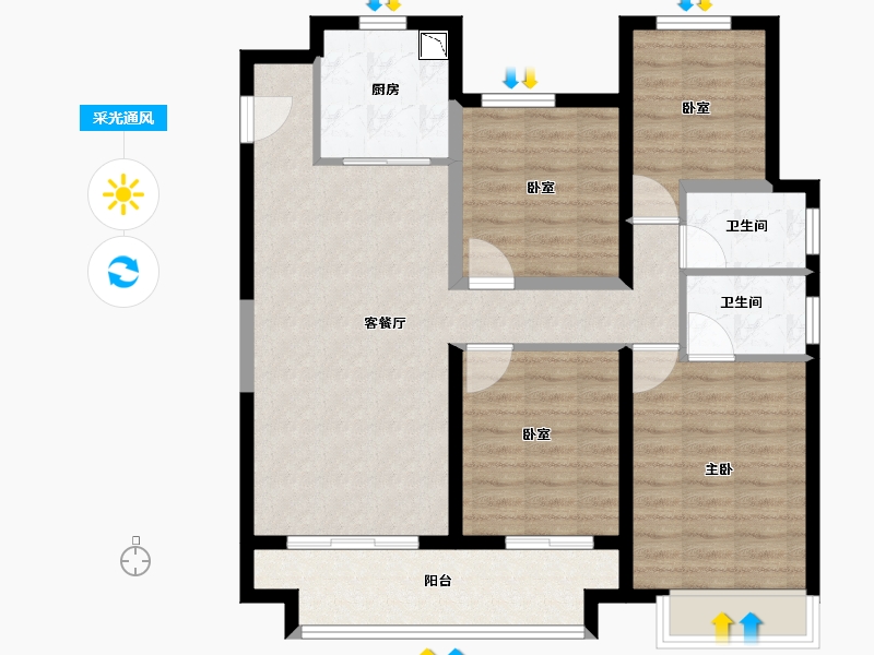 浙江省-宁波市-云都会府-95.00-户型库-采光通风