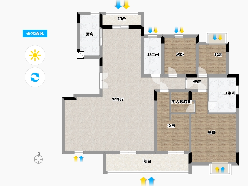 江西省-南昌市-新力帝泊湾-136.00-户型库-采光通风