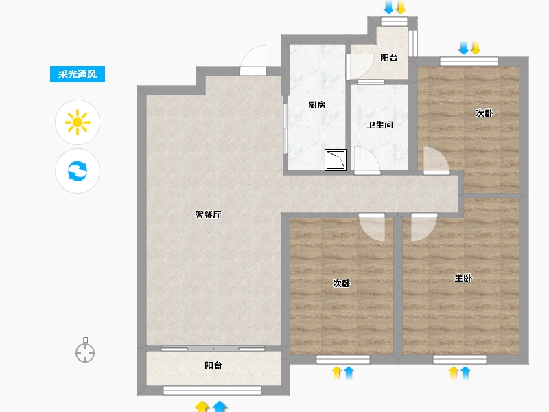 甘肃省-兰州市-中海华庭-78.00-户型库-采光通风