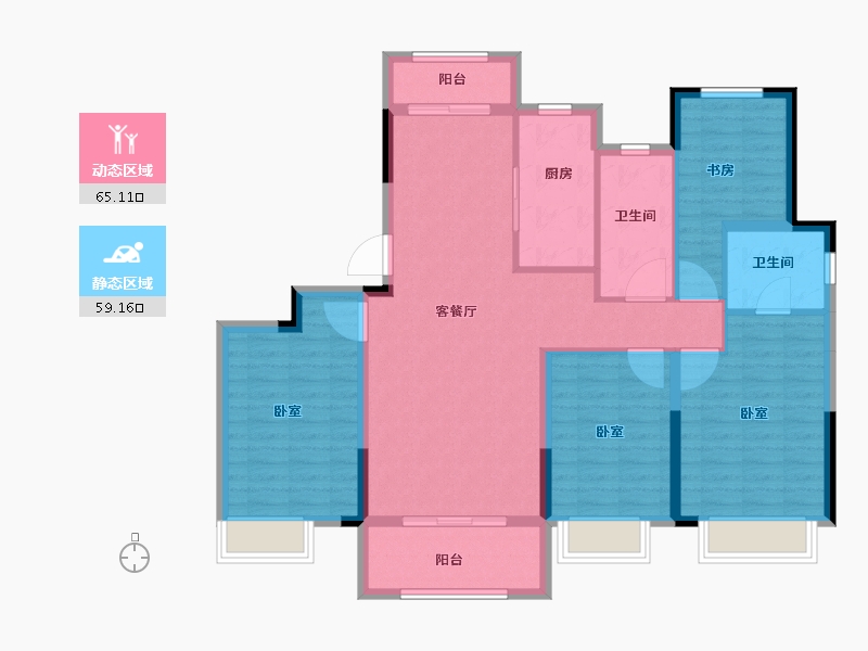 浙江省-宁波市-星光华府-112.00-户型库-动静分区