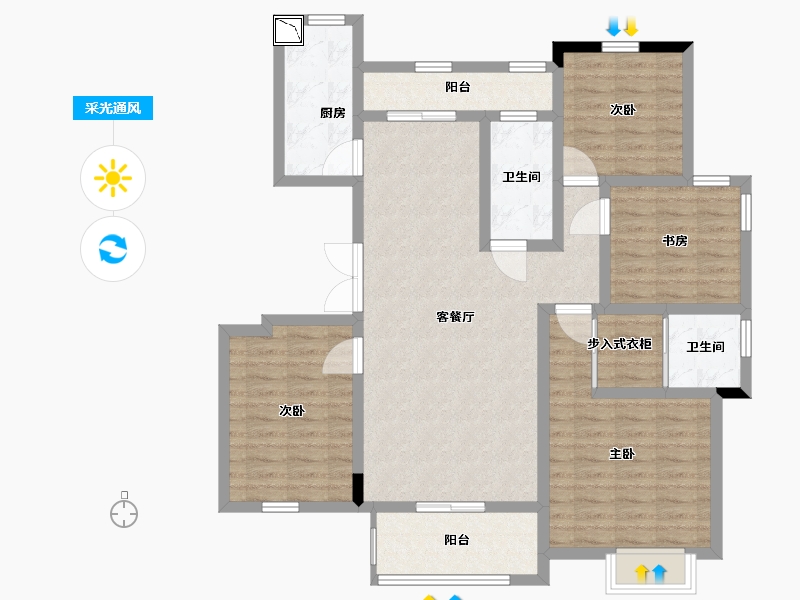 江西省-南昌市-新力帝泊湾-108.00-户型库-采光通风