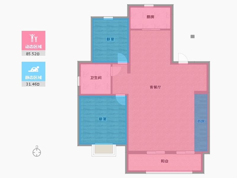 宁夏回族自治区-银川市-世茂·璀璨凡高-101.89-户型库-动静分区