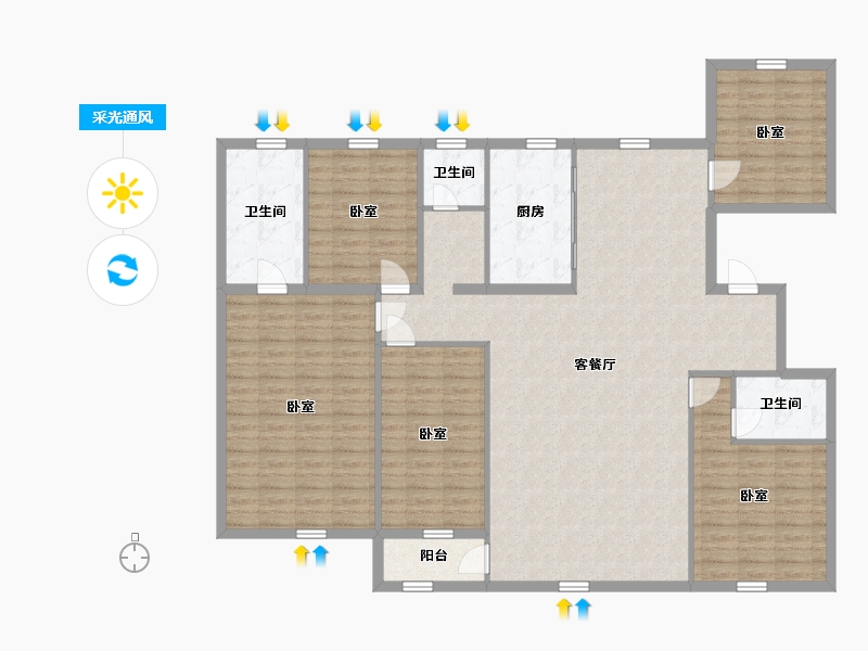 宁夏回族自治区-银川市-汇融静园-165.12-户型库-采光通风