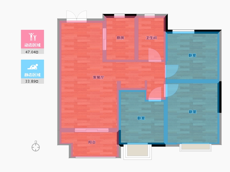 江苏省-扬州市-晶龙宸龙学府-72.00-户型库-动静分区