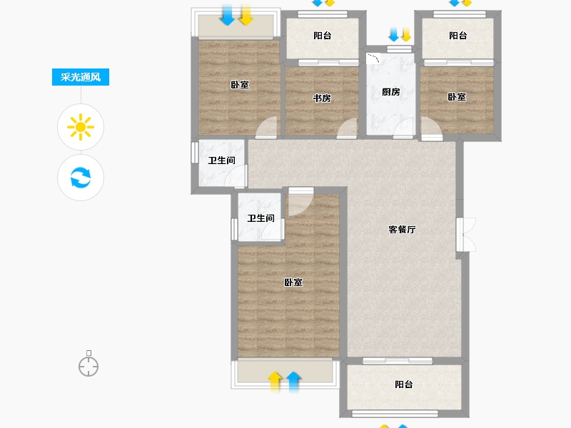 浙江省-衢州市-凯升东城1号-96.54-户型库-采光通风