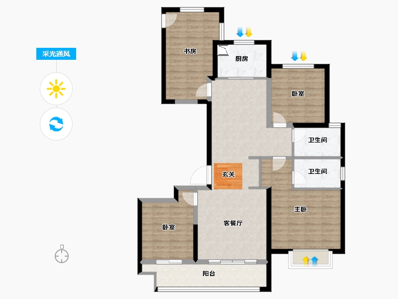 浙江省-宁波市-中南珑悦-108.07-户型库-采光通风