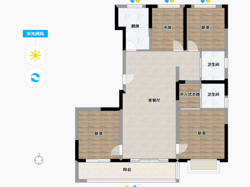 浙江省-宁波市-润曦府-111.00-户型库-采光通风