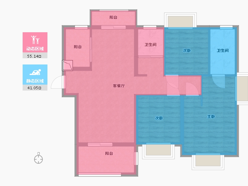 江西省-南昌市-力高澜湖御景-86.00-户型库-动静分区