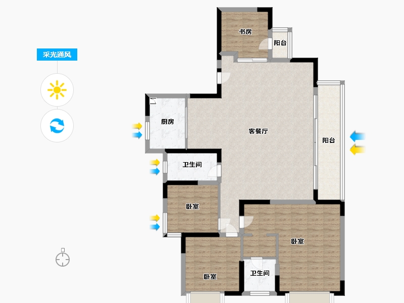 浙江省-宁波市-润曦府-132.00-户型库-采光通风