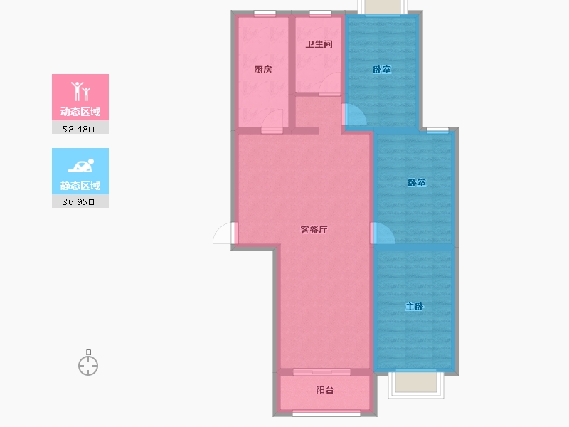 安徽省-淮北市-世纪辉煌-84.60-户型库-动静分区