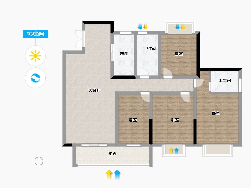 江苏省-扬州市-晶龙宸龙学府-114.00-户型库-采光通风