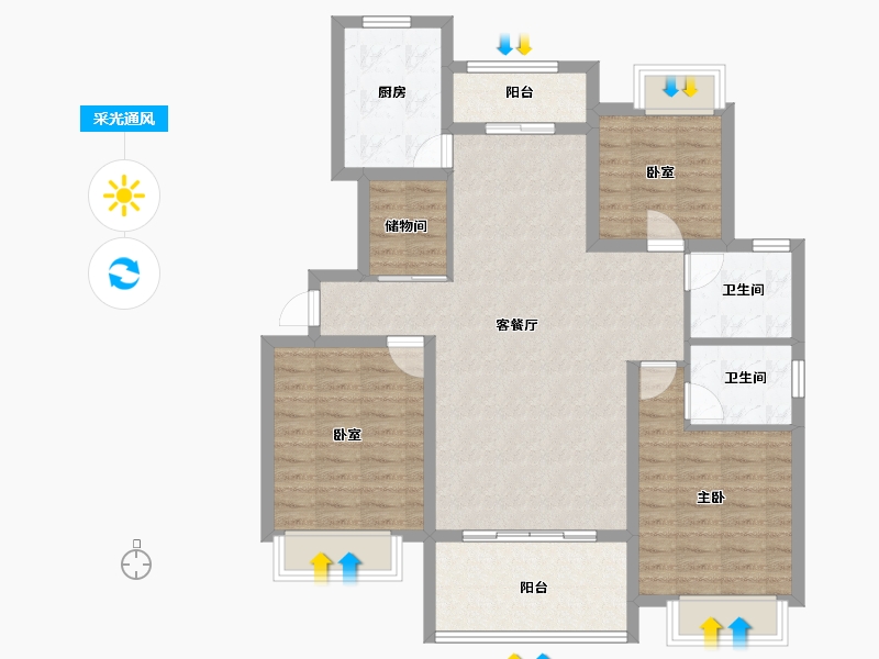 江西省-上饶市-博园湾-101.00-户型库-采光通风