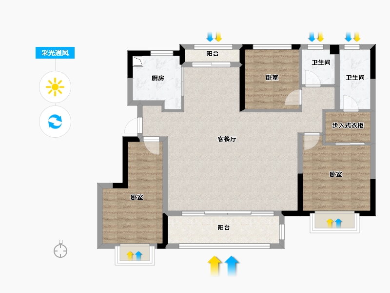 浙江省-宁波市-阳光城君望府-102.00-户型库-采光通风