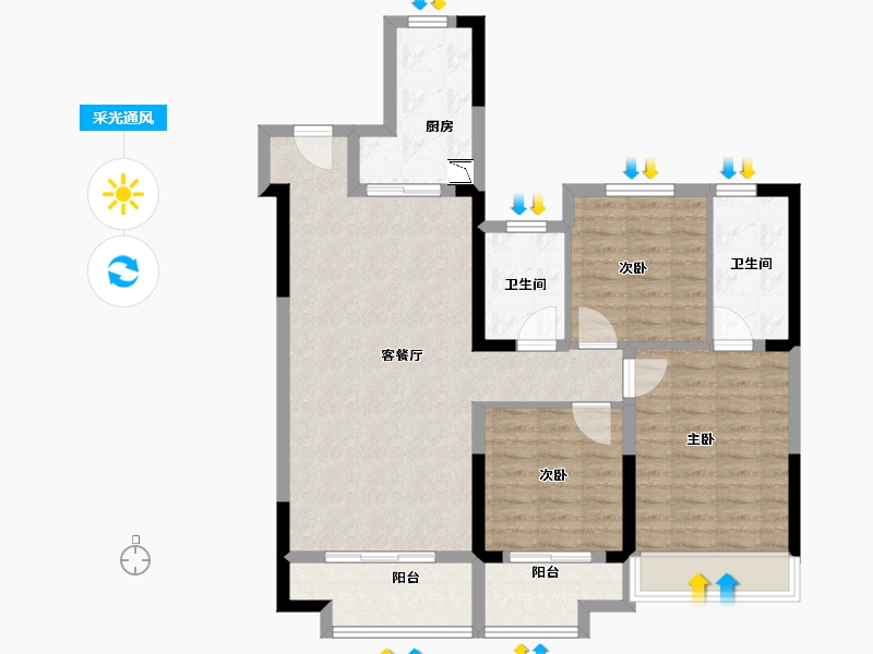 江苏省-徐州市-中骏·柏景湾-94.00-户型库-采光通风