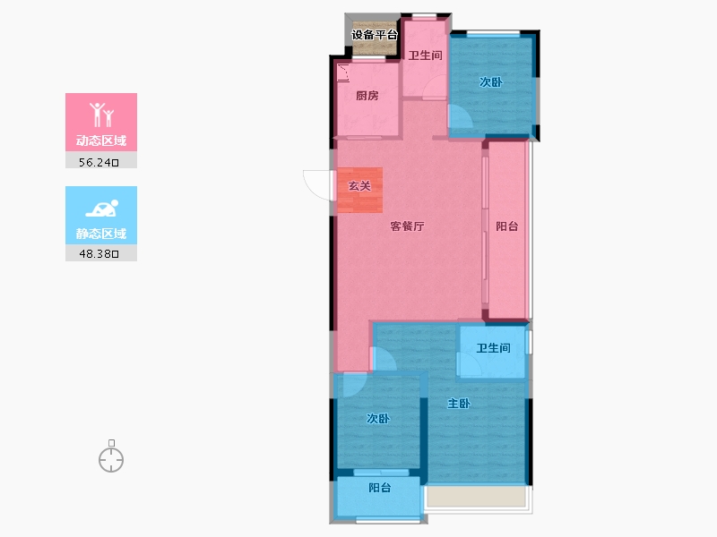 浙江省-台州市-金地中城广场-95.74-户型库-动静分区