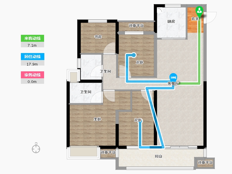 江苏省-常州市-美的国宾府住宅-113.81-户型库-动静线