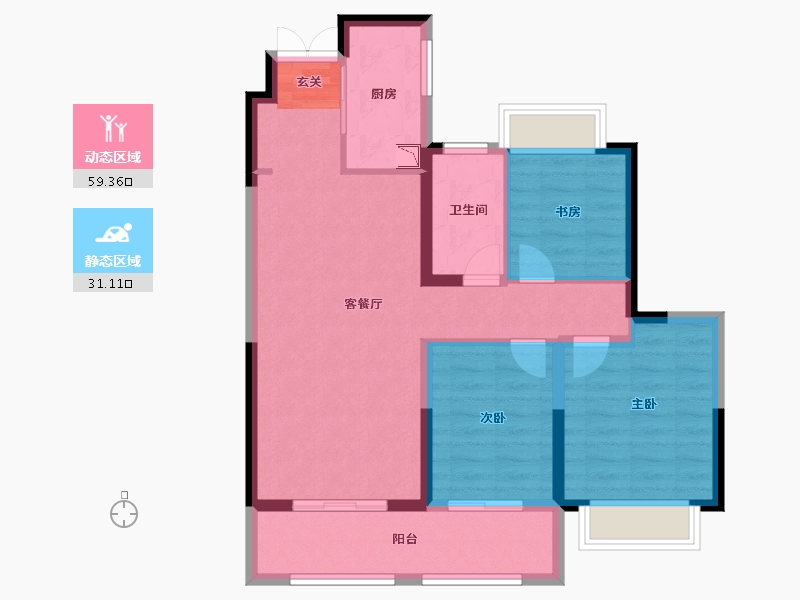 江苏省-常州市-弘阳天下锦-80.72-户型库-动静分区