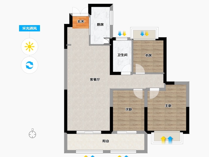 江苏省-常州市-弘阳天下锦-80.72-户型库-采光通风