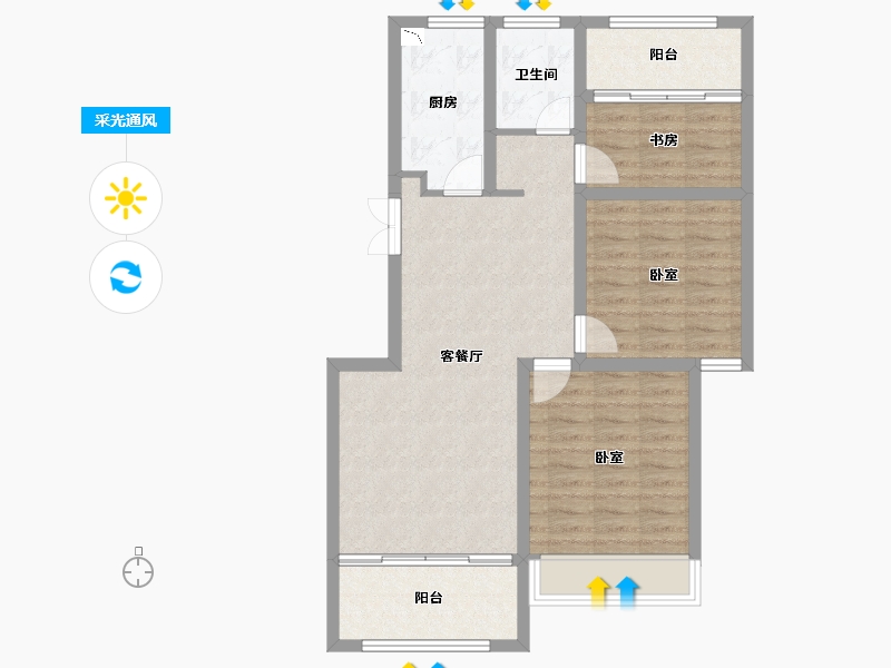 浙江省-衢州市-凯升东城1号-81.60-户型库-采光通风