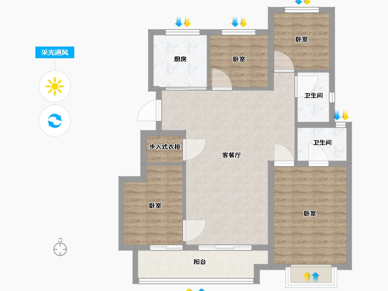 浙江省-宁波市-新希望映辰府-97.01-户型库-采光通风