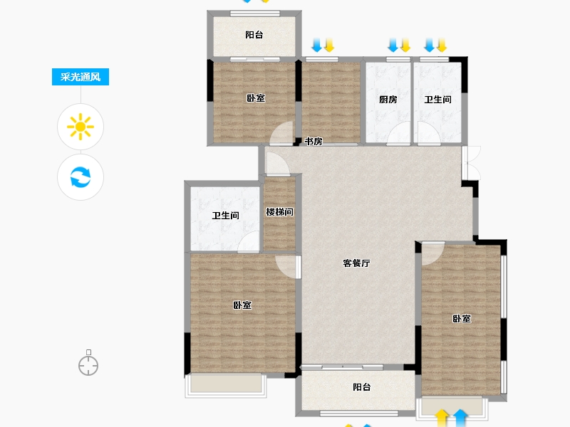 安徽省-合肥市-合肥奥园城市天地-170.97-户型库-采光通风