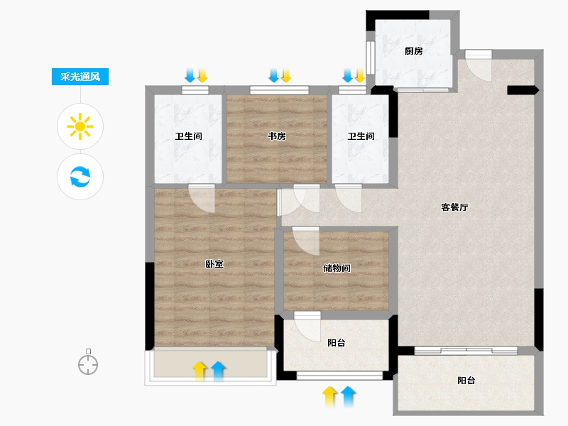 浙江省-温州市-都会传奇-84.00-户型库-采光通风