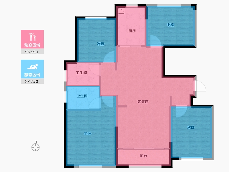 甘肃省-兰州市-中海华庭-103.00-户型库-动静分区