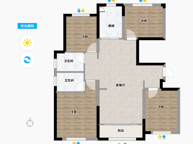 甘肃省-兰州市-中海华庭-103.00-户型库-采光通风