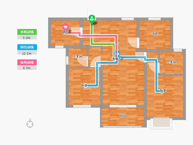 江苏省-扬州市-运河宝龙观邸-82.00-户型库-动静线