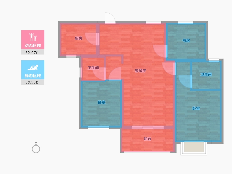 江苏省-扬州市-运河宝龙观邸-82.00-户型库-动静分区