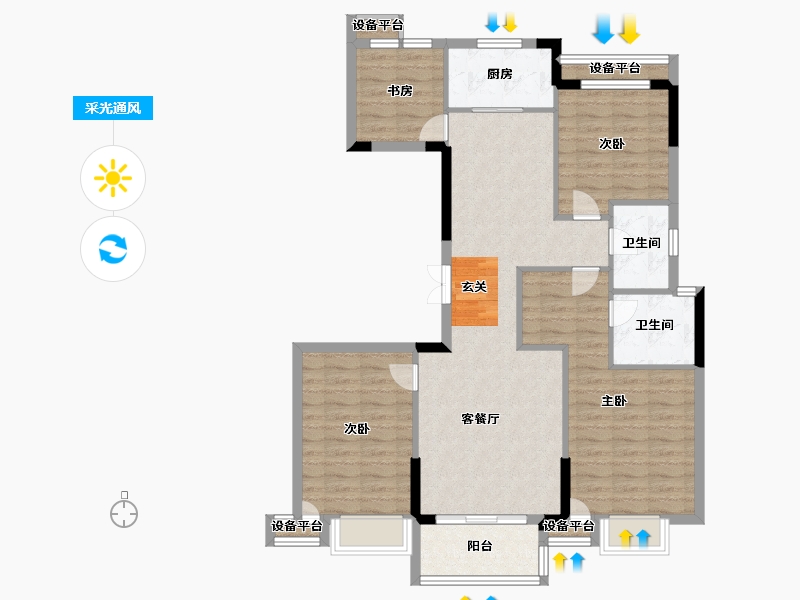 浙江省-台州市-君泰学府-102.00-户型库-采光通风