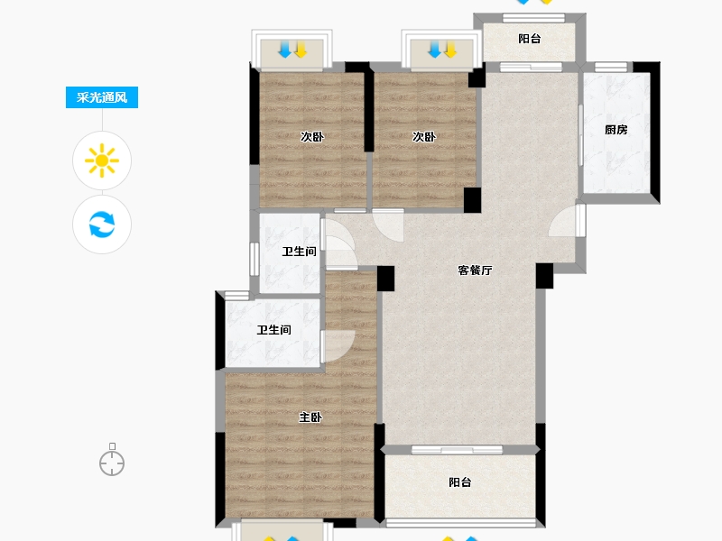 江西省-九江市-正盛瀚江府-96.49-户型库-采光通风