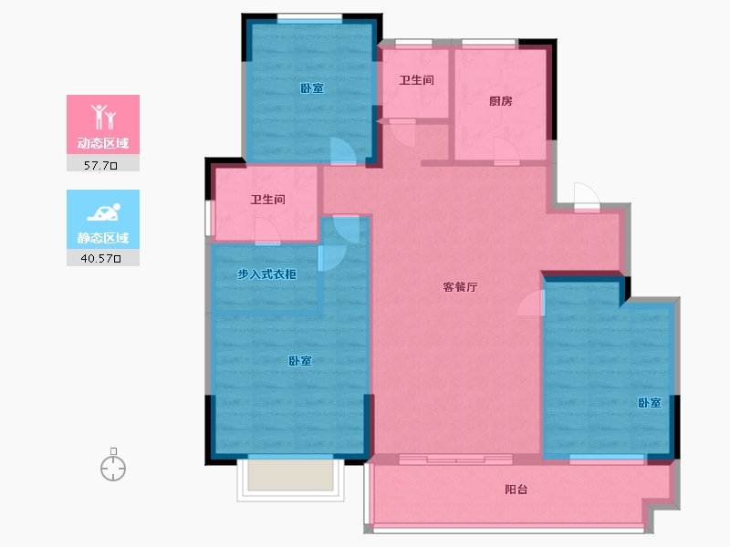 浙江省-宁波市-海湾新城-87.99-户型库-动静分区