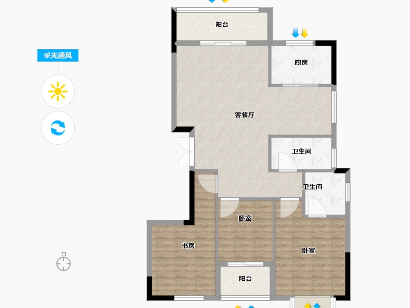 福建省-福州市-福清时代广场-102.00-户型库-采光通风