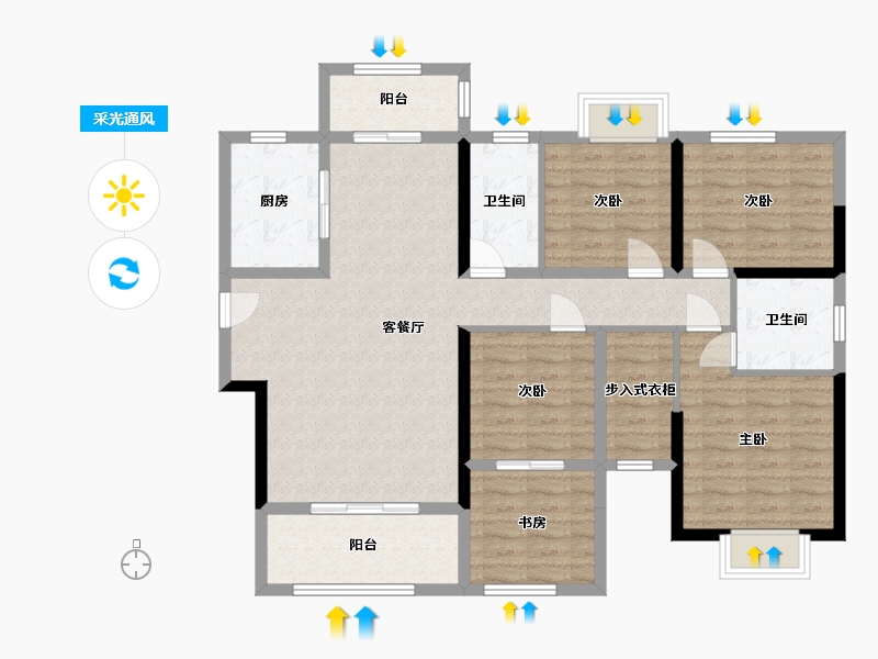 湖南省-岳阳市-友阿悦玺-113.48-户型库-采光通风