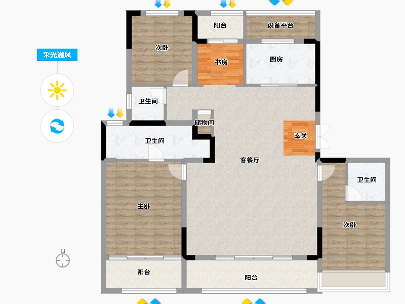 浙江省-台州市-万科心海上城-146.49-户型库-采光通风