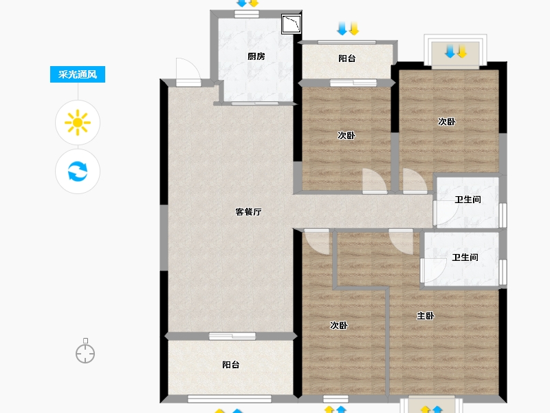 江西省-南昌市-中骏雍景湾-102.00-户型库-采光通风