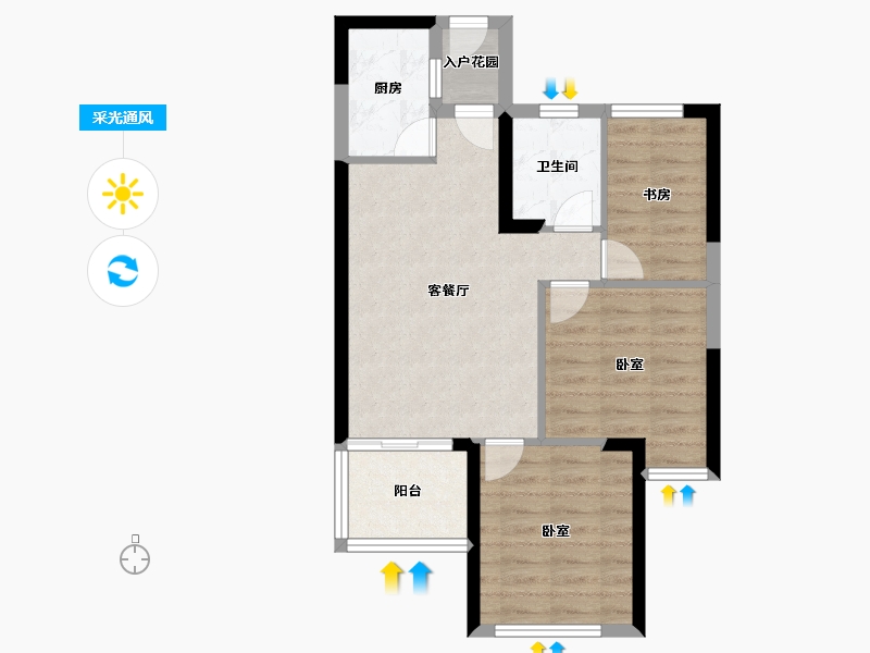 福建省-福州市-碧桂园十里江湾-61.00-户型库-采光通风