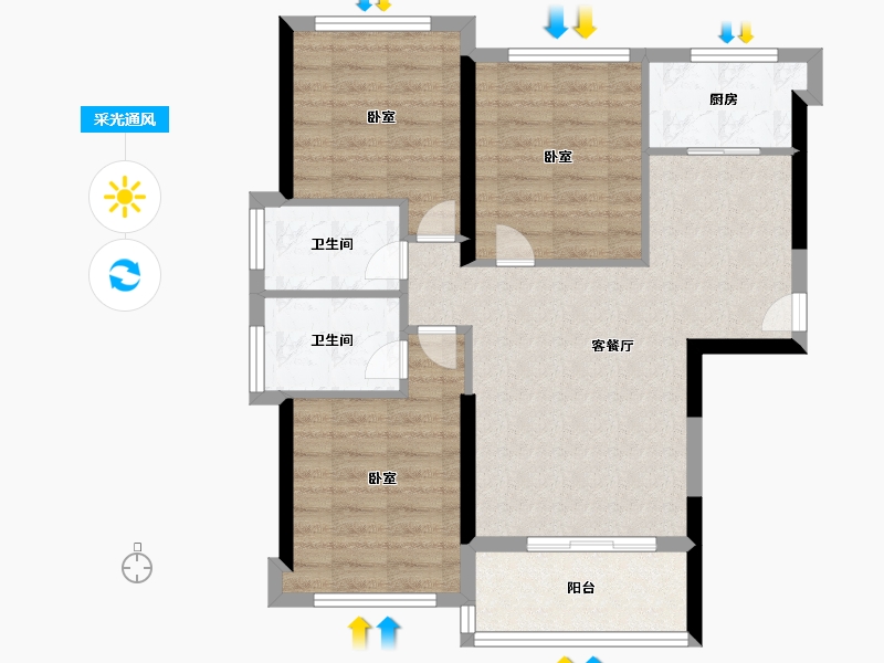 福建省-福州市-碧桂园十里江湾-74.00-户型库-采光通风