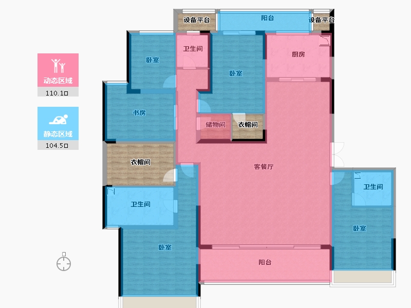 浙江省-金华市-义乌壹号院-210.13-户型库-动静分区