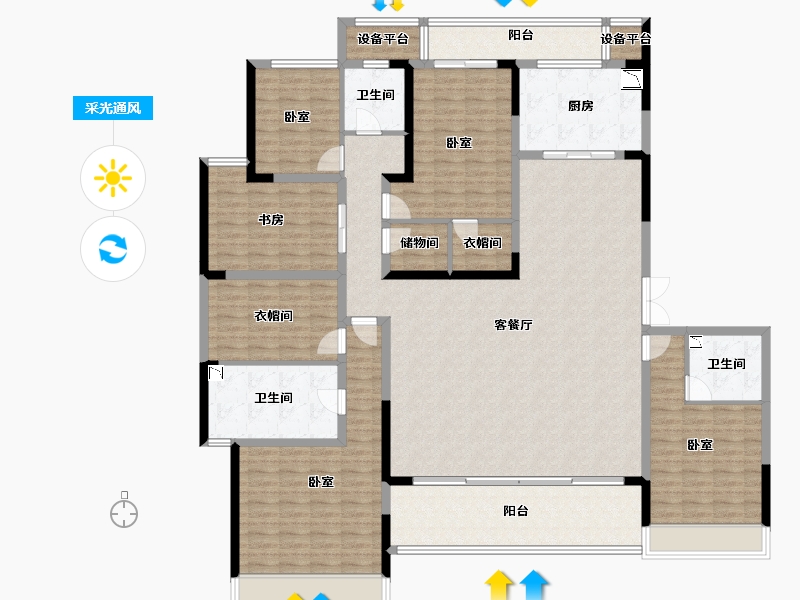 浙江省-金华市-义乌壹号院-210.13-户型库-采光通风