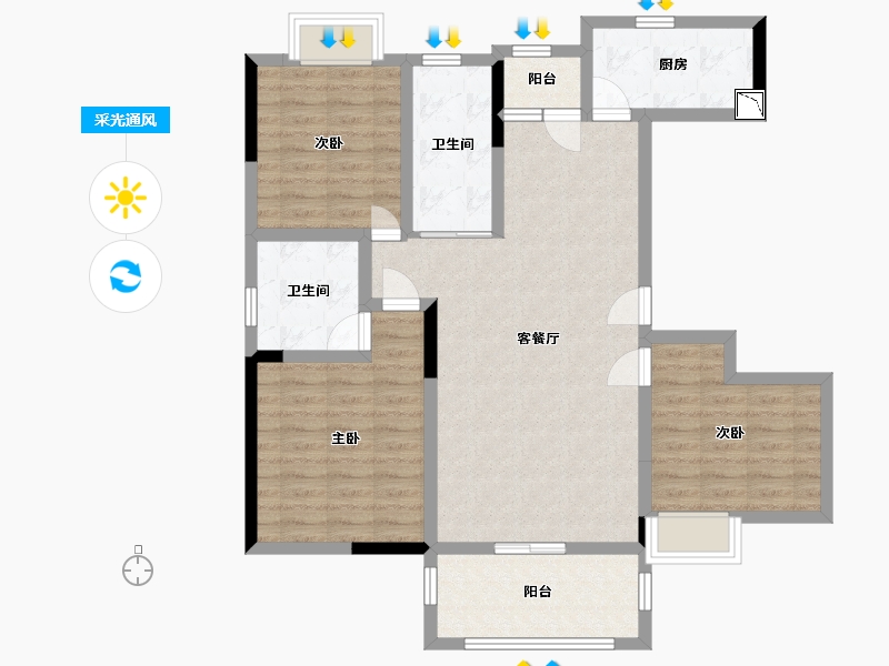 江西省-南昌市-华达金沙逸城-97.20-户型库-采光通风