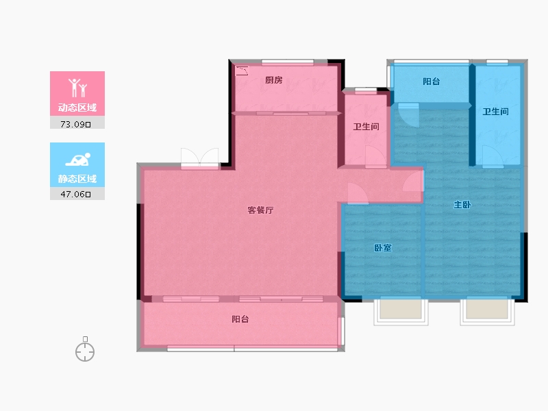 安徽省-合肥市-江山庐州印-108.61-户型库-动静分区